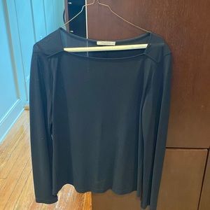 Mm LaFleur washable silk navy blouse